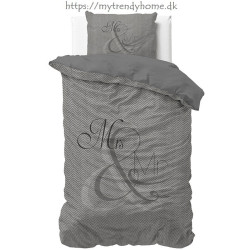 Sengesæt Mr and Mrs Knitted Anthracite 100% bomuld fra MyTrendyHome.dk