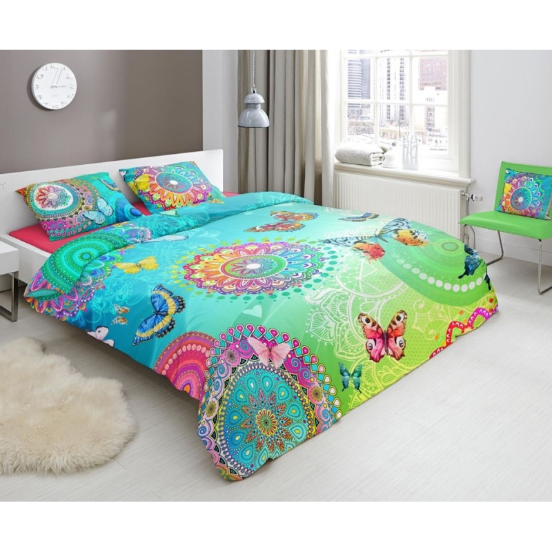 Bomuldssatin sengetøj New Prada med mandala, plantemotiver og sommerfugle  fra MyTrendyHome.dk
