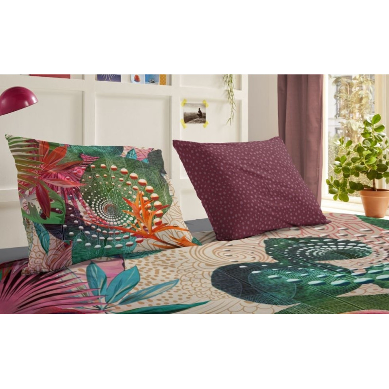 Bomuldssatin sengetøj Sirke med mandala & flamingo fra MyTrendyHome.dk