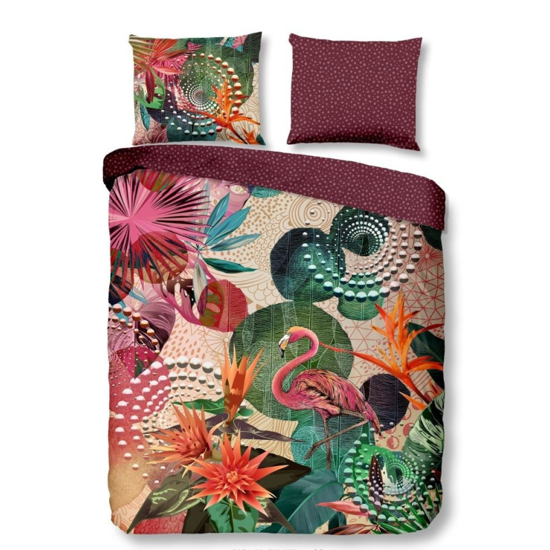 Bomuldssatin sengetøj Sirke med mandala & flamingo fra MyTrendyHome.dk