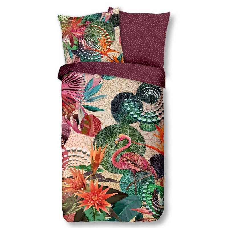 Bomuldssatin sengetøj Sirke med mandala & flamingo fra MyTrendyHome.dk