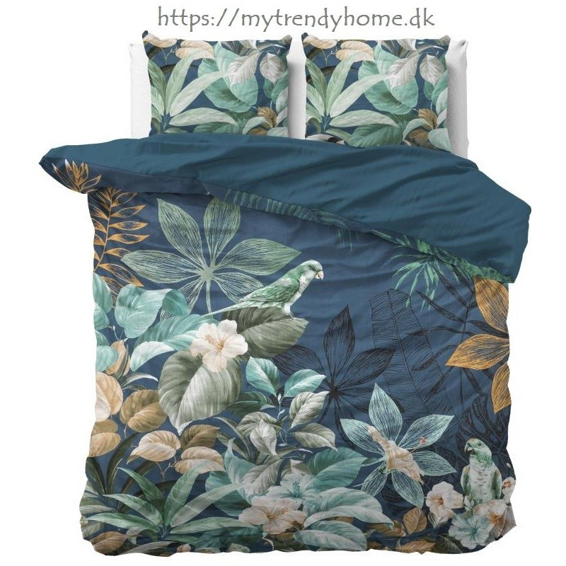 Bomuldssengetøj Fresh Jungle Green med blomster fra MyTrendyHome.dk