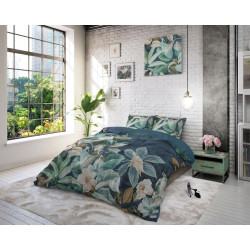 Bomuldssengetøj Fresh Jungle Green med blomster fra MyTrendyHome.dk
