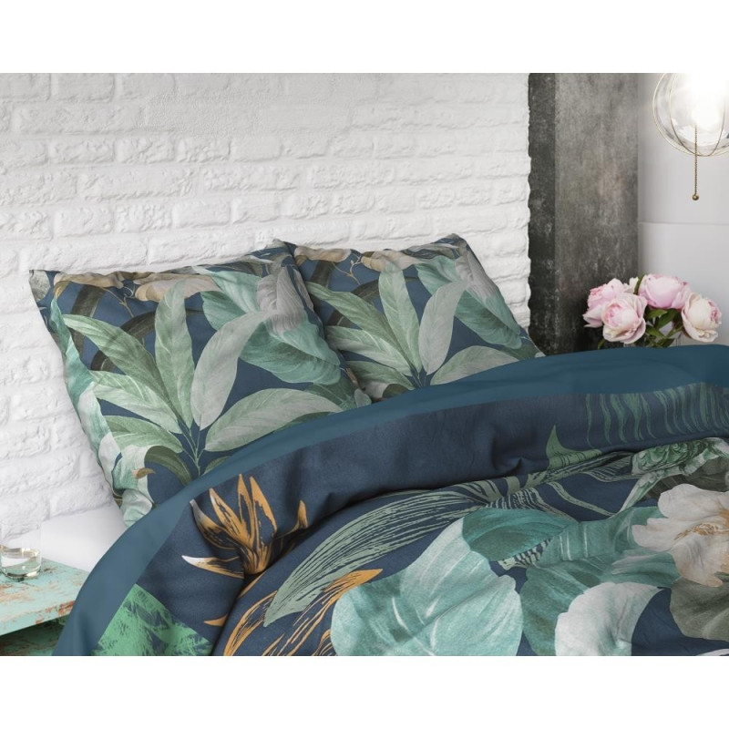 Bomuldssengetøj Fresh Jungle Green med blomster fra MyTrendyHome.dk