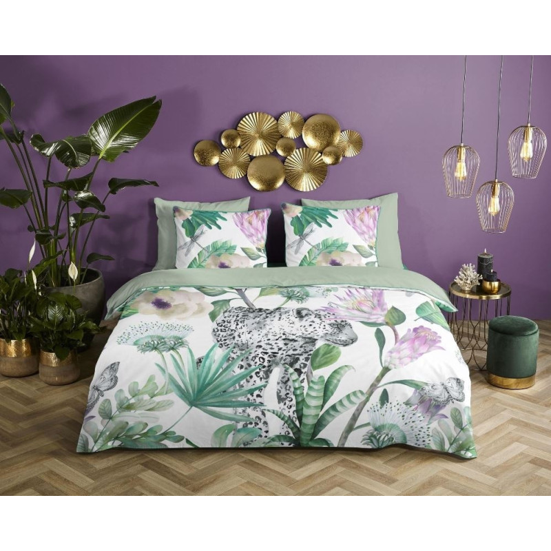 Bomuldssatin Volterra med leopard og blomster fra MyTrendyHome.dk