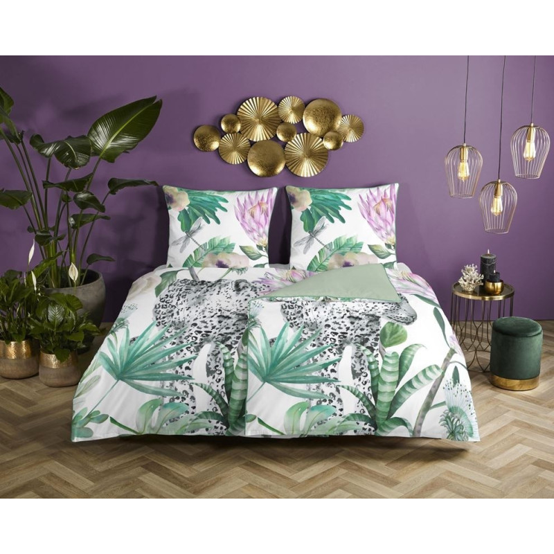 Bomuldssatin Volterra med leopard og blomster fra MyTrendyHome.dk