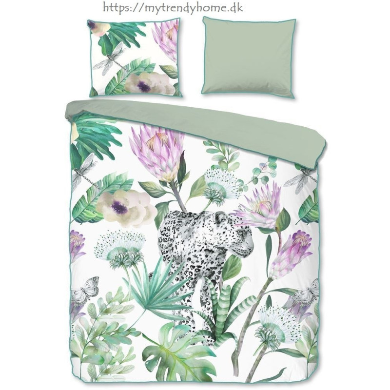 Bomuldssatin Volterra med leopard og blomster fra MyTrendyHome.dk