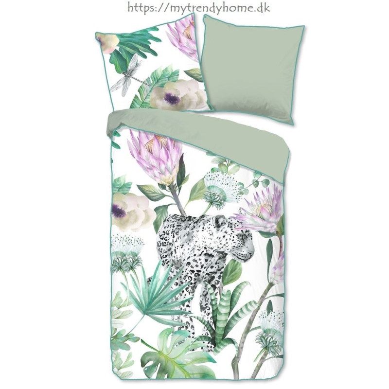 Bomuldssatin Volterra med leopard og blomster fra MyTrendyHome.dk