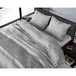 Flonel sengesæt Stone Stripe Grey med stribet mønster fra MyTrendyHome.dk