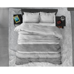 Flonel sengesæt Stone Stripe Grey med stribet mønster fra MyTrendyHome.dk