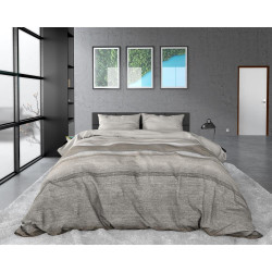 Flonel sengesæt Stone Stripe Taupe med stribet mønster fra MyTrendyHome