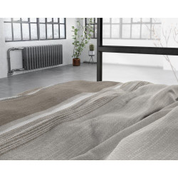 Flonel sengesæt Stone Stripe Taupe med stribet mønster fra MyTrendyHome