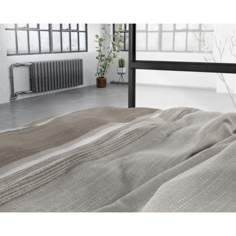 Flonel sengesæt Stone Stripe Taupe med stribet mønster fra MyTrendyHome