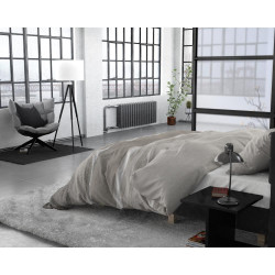 Flonel sengesæt Stone Stripe Taupe med stribet mønster fra MyTrendyHome