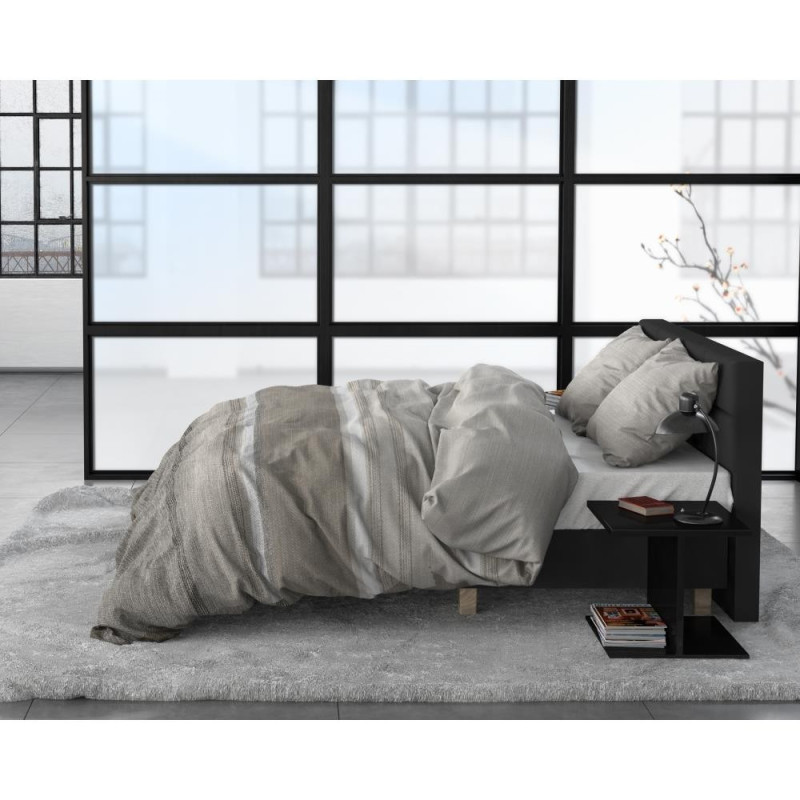 Flonel sengesæt Stone Stripe Taupe med stribet mønster fra MyTrendyHome