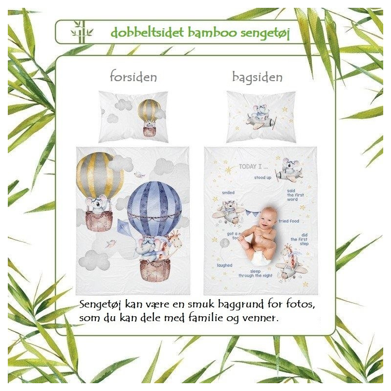 Dobbeltsidet Bambus sengetøj Luftballon Blå fra MyTrendyHome. dk
