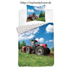Selvlysende sengetøj Tractor Red i 100 % bomuld fra MyTrendyHome.dk
