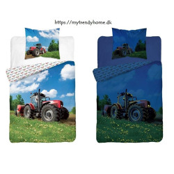 Selvlysende sengetøj Tractor Red i 100 % bomuld fra MyTrendyHome.dk