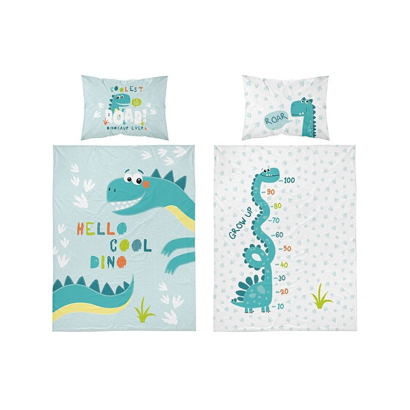 Dobbeltsidet Bambus sengetøj Dino Mint fra MyTrendyHome. dk