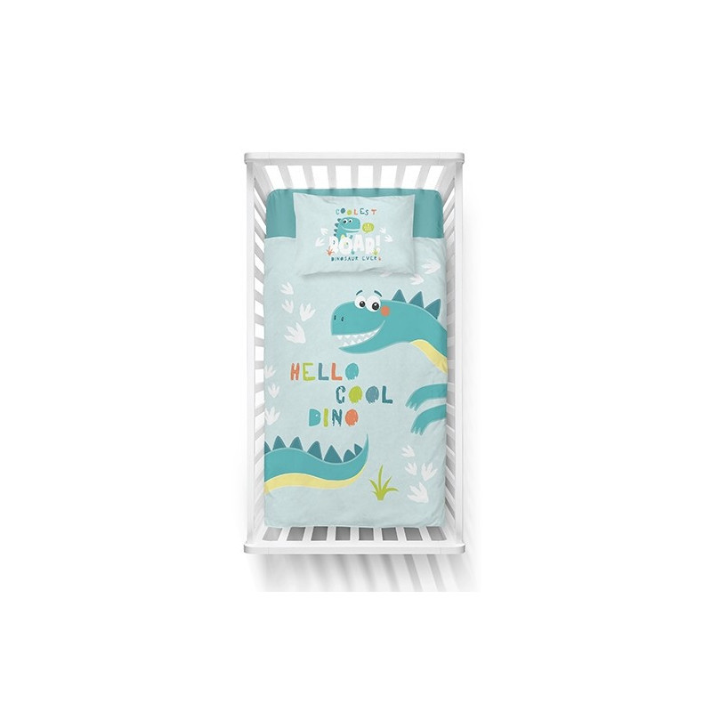 Dobbeltsidet Bambus sengetøj Dino Mint fra MyTrendyHome. dk