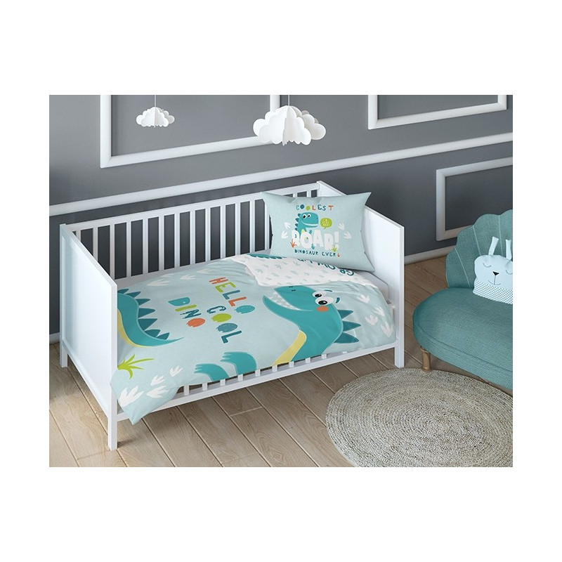 Dobbeltsidet Bambus sengetøj Dino Mint fra MyTrendyHome. dk