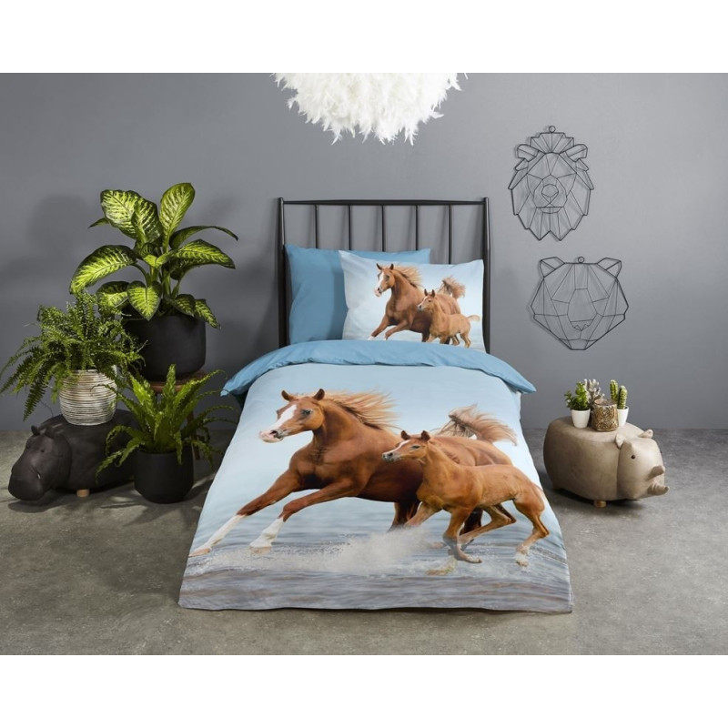 Sengesæt Free Horses med galoperende brune heste fra MyTrendyhome.dk
