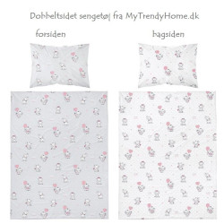 Dobbeltsidet sengetøj med sengerand Søde Elefanter pink - MyTrendyHome