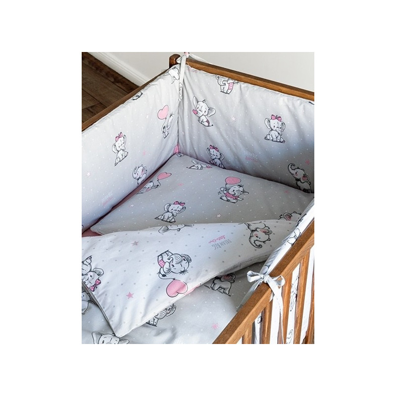 Dobbeltsidet sengetøj med sengerand Søde Elefanter pink - MyTrendyHome