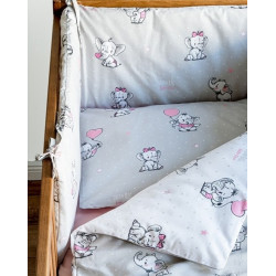 Dobbeltsidet sengetøj med sengerand Søde Elefanter pink - MyTrendyHome