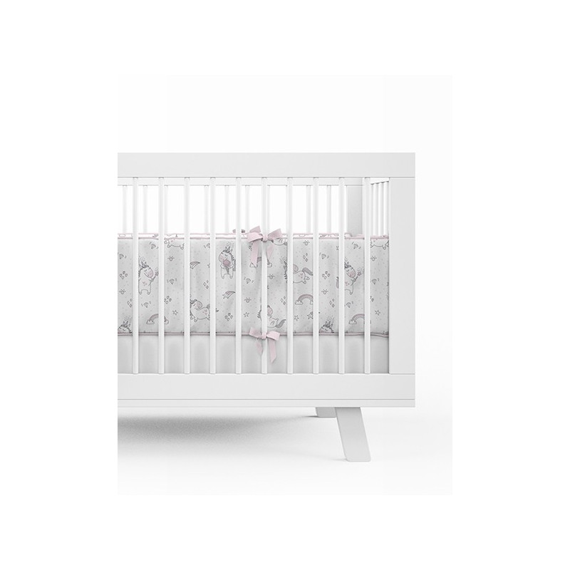 Dobbeltsidet sengetøj med sengerand Unicorn Grey - MyTrendyHome.dk