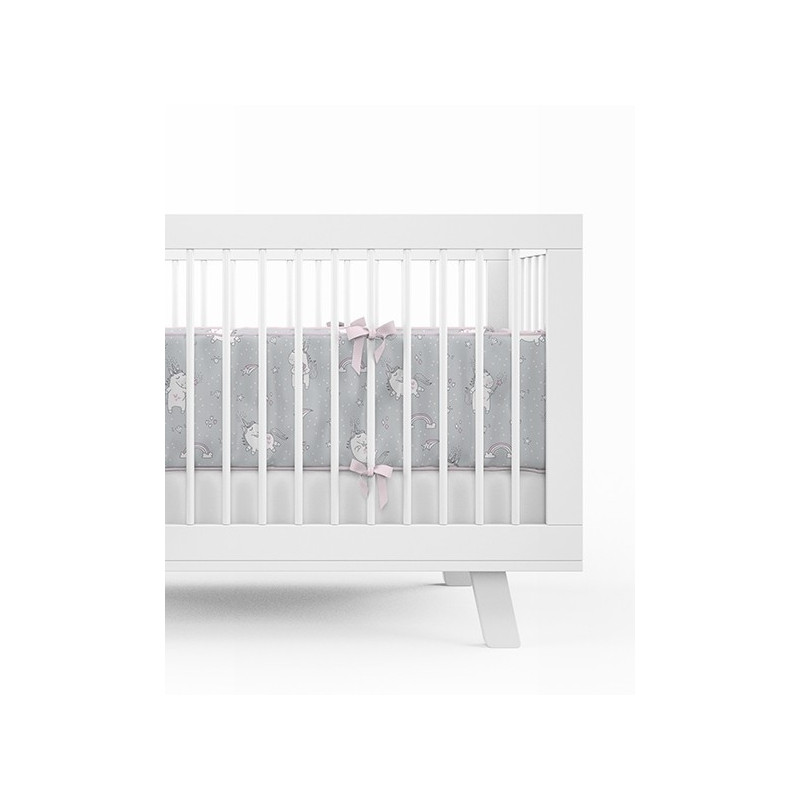 Dobbeltsidet sengetøj med sengerand Unicorn Grey - MyTrendyHome.dk