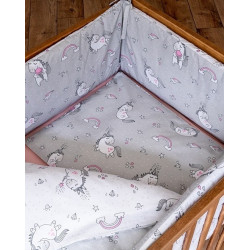 Dobbeltsidet sengetøj med sengerand Unicorn Grey - MyTrendyHome.dk