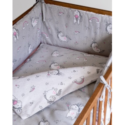 Dobbeltsidet sengetøj med sengerand Unicorn Grey - MyTrendyHome.dk