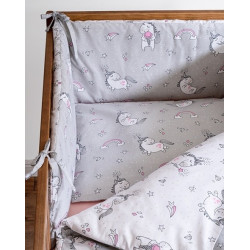 Dobbeltsidet sengetøj med sengerand Unicorn Grey - MyTrendyHome.dk
