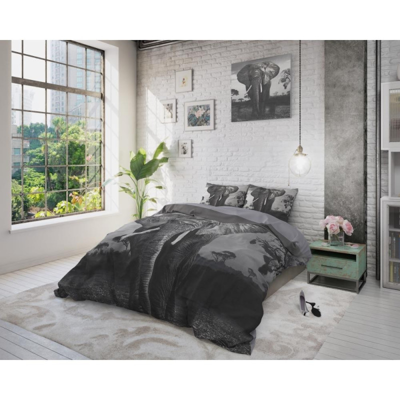 Sengesæt Elephant Mansion Anthracite i ren bomuld fra MyTrendyHome.dk