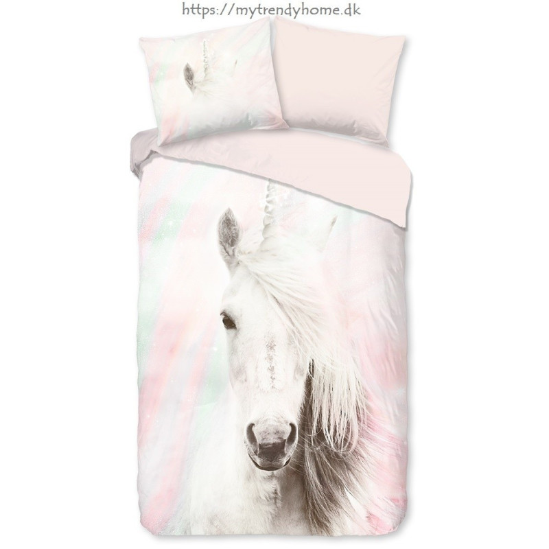Børnesengetøj Fluffy med hvid Enhjørnet fra MyTrendyHome.dk