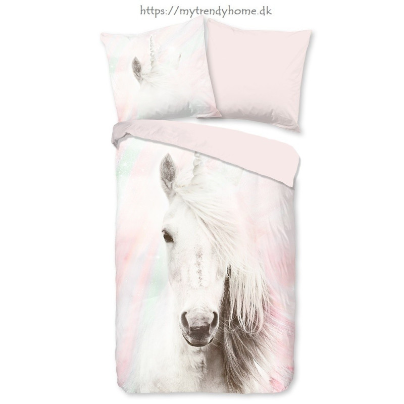 Børnesengetøj Fluffy med hvid Enhjørnet fra MyTrendyHome.dk