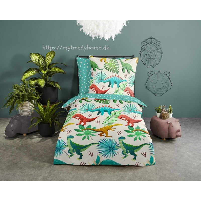 Børnesengetøj Dinos,100% bomuld med dinosaur fra MyTrendyHome.dk