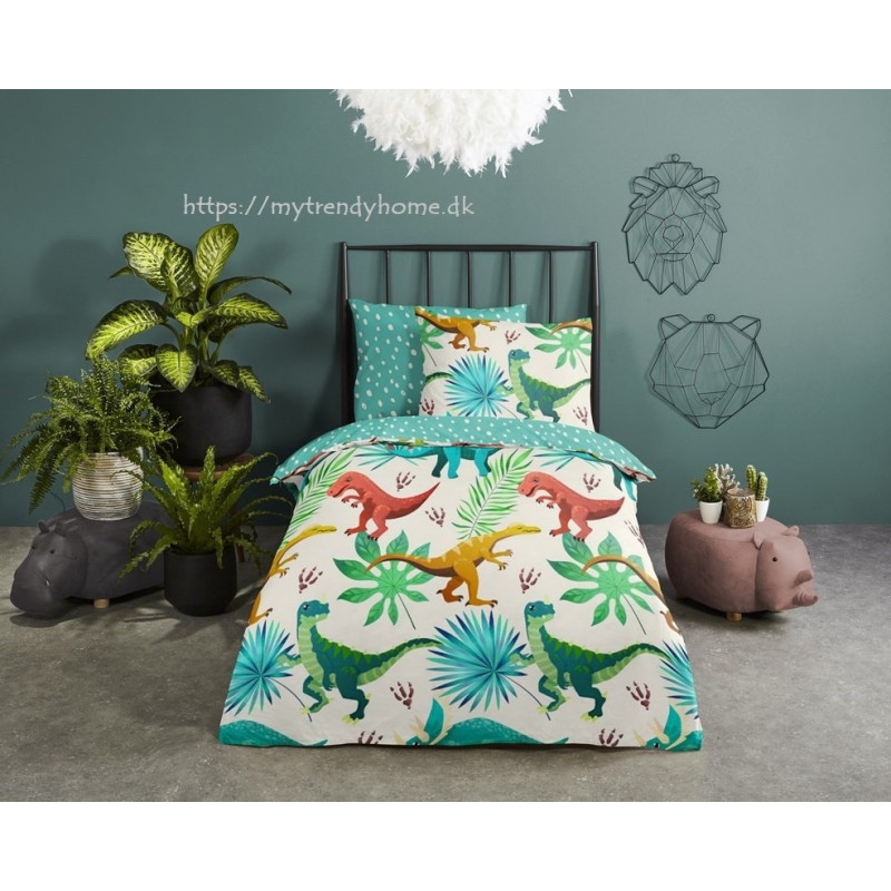 Børnesengetøj Dinos,100% bomuld med dinosaur fra MyTrendyHome.dk