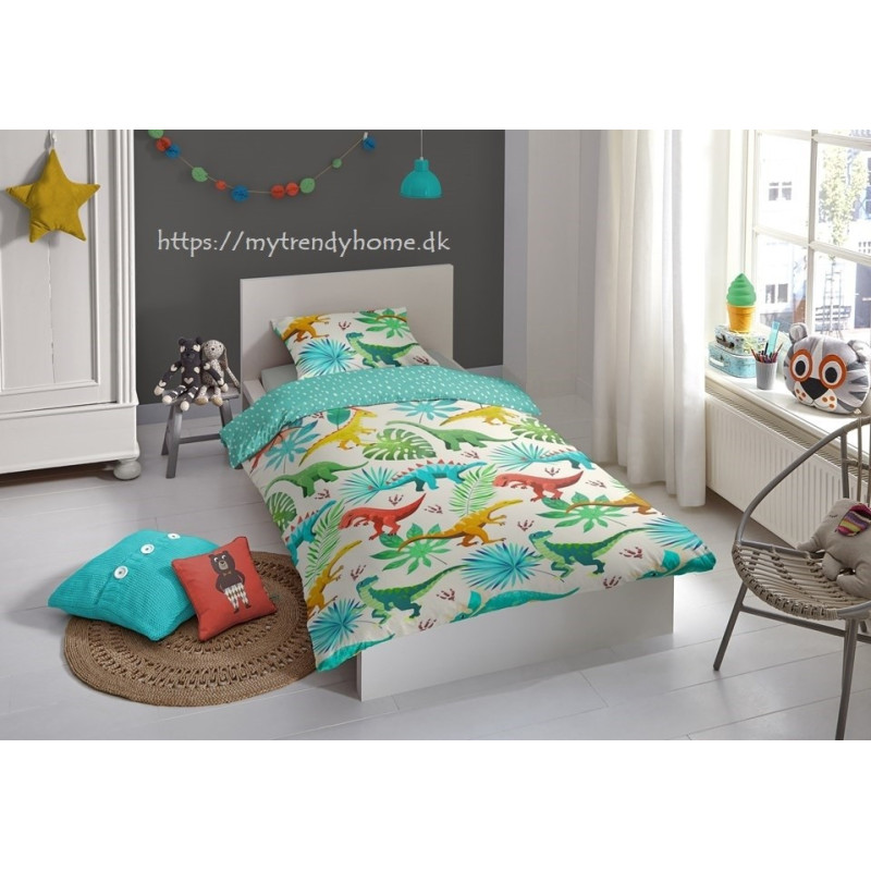 Børnesengetøj Dinos,100% bomuld med dinosaur fra MyTrendyHome.dk