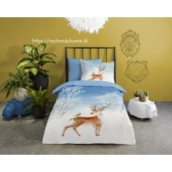 Flonel sengesæt Winter Day med hjort i 100% bomuld fra MyTrendyHome.dk
