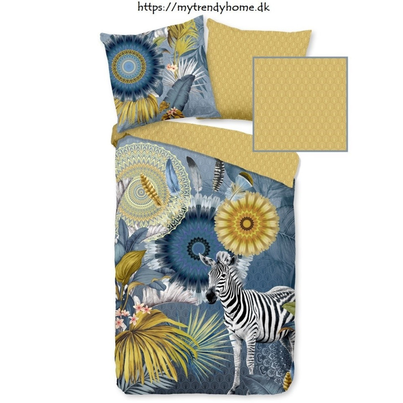 Bomuldssatin sengetøj Laska Blue med mandala ornament fra MytrendyHome