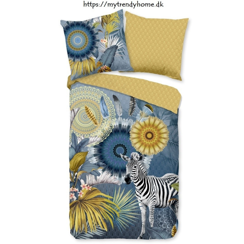 Bomuldssatin sengetøj Laska Blue med mandala ornament fra MytrendyHome