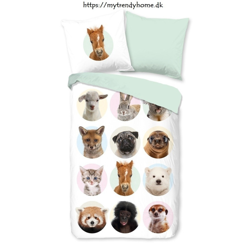 Børnesengetøj Young Animals i bomuld med Små dyr fra MyTrendyHome.dk