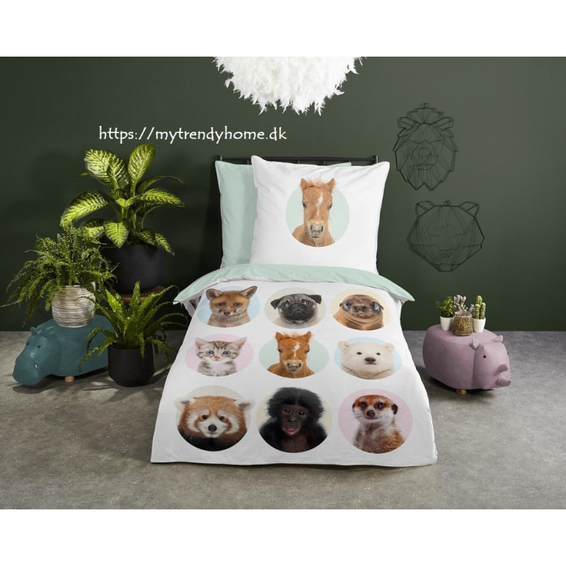 Børnesengetøj Young Animals i bomuld med Små dyr fra MyTrendyHome.dk