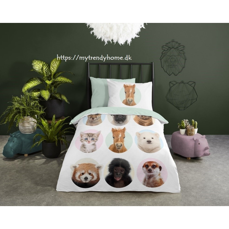 Børnesengetøj Young Animals i bomuld med Små dyr fra MyTrendyHome.dk