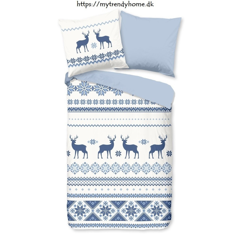 Flonel Julen Sengesæt Nordic Blue 100% bomuld fra MytrendyHome.dk