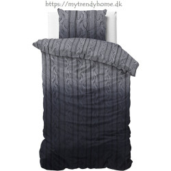 Flonel sengesæt Dante Anthracite med strik mønster fra MytrendyHome.dk