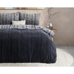 Flonel sengesæt Dante Anthracite med strik mønster fra MytrendyHome.dk