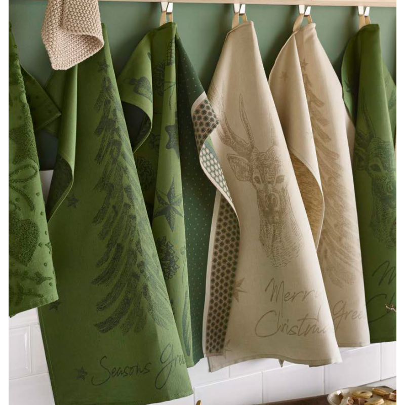 Juleviskestykker GREETINGS bomuldhør med Juletræ  fra MyTrendyHome.dk